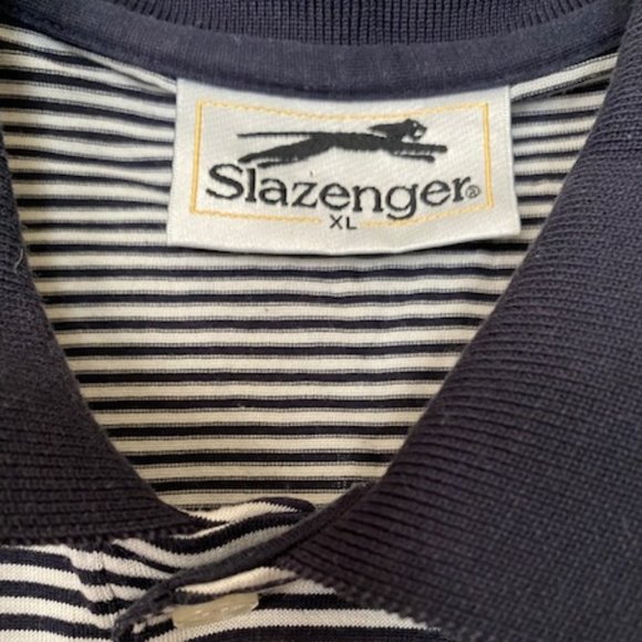Slazenger Navy Blue Micro Stripe Men's Polo Shirt, size XL - Picture 2 of 5